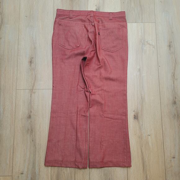 Vintage 70s Levi's Sta-Prest Flare Jeans 38x29 Talon Zip Disco Red Big-E - Picture 7 of 14